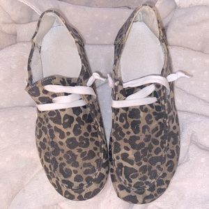 Leopard print slip ons